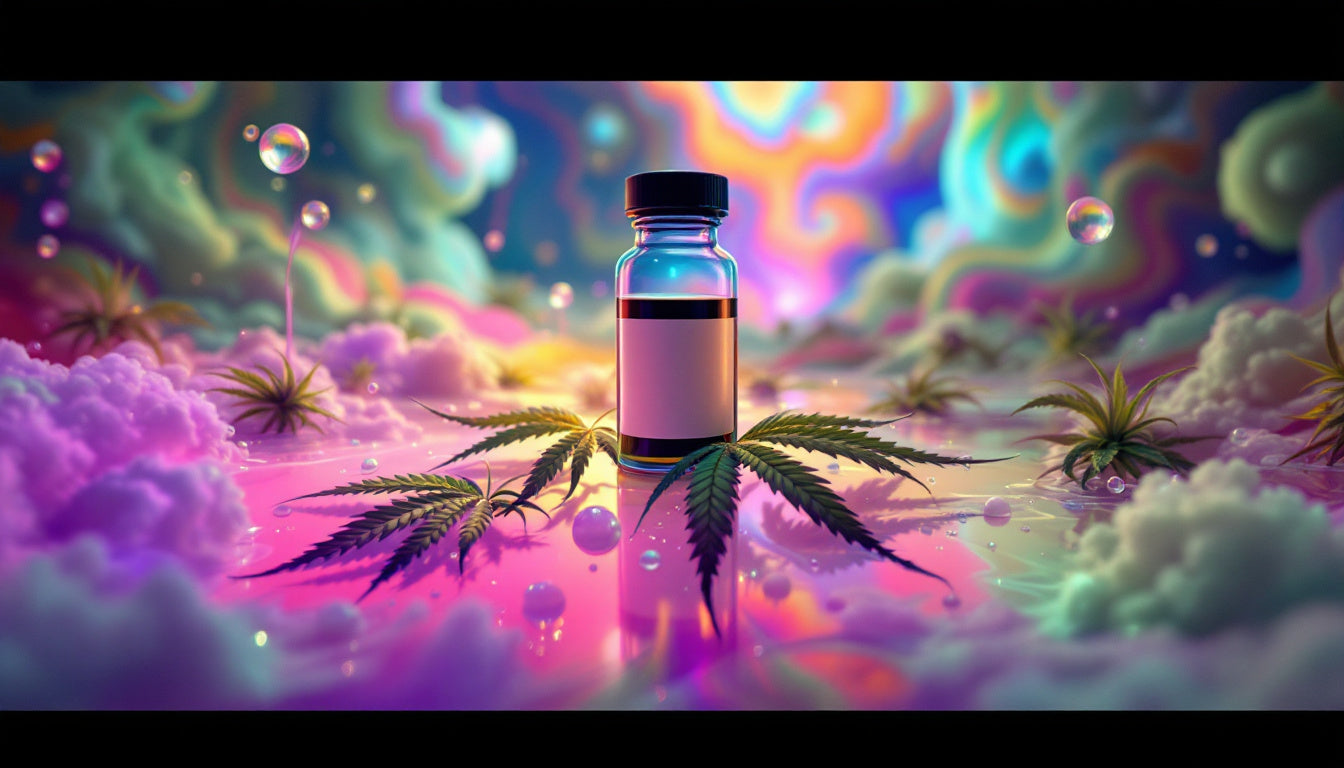 Illustration von einer CBD Flasche mit CBD Öl